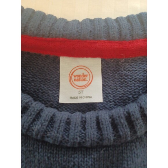 Wonder Nation NWT polar bear sweater kids 5T unisex children navy cotton pullon - Picture 2 of 6